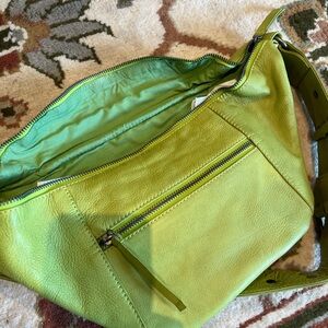 Free People Wilder embellished sling leather lime green NWT